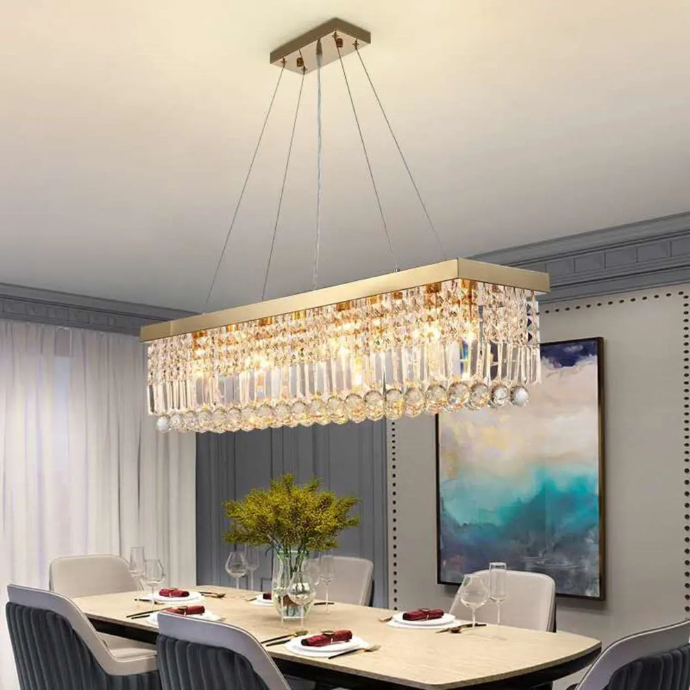Luxury Rectangular Crystal Island Chandelier Light