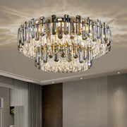 Luxury Smoke Grey Crystal Flush Mount Light Living Room
