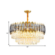 Luxury Tiered Clear Prisms Gold Crystal Drum Chandelier