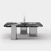 Marble Square Three Stainless Steel Leg Coffee Table