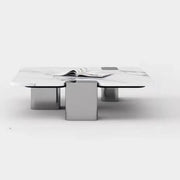 Marble Square Three Stainless Steel Leg Coffee Table