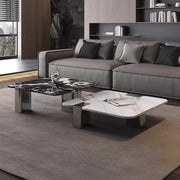 Marble Square Three Stainless Steel Leg Coffee Table