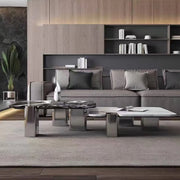Marble Square Three Stainless Steel Leg Coffee Table