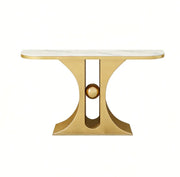 Marble Top Console Table with Geometric Metal Base