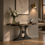 Marble Top Console Table with Geometric Metal Base