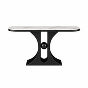 Marble Top Console Table with Geometric Metal Base