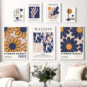 Blue & Yellow Themed Art Gallery Wall Canvas Posters