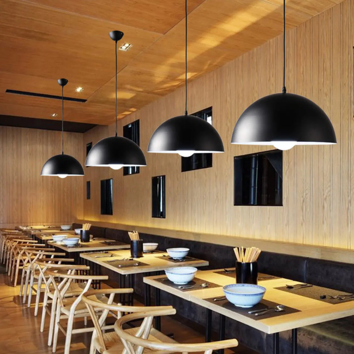 Matte Metal Dome Pendant Light Adjustable Height