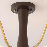 Mid-Century Brass White Glass Drum Chandelier