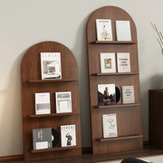 Mid-Century Modern Arched Wood Vertical Bookshelf Display Rack