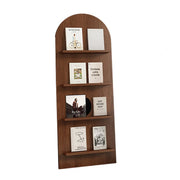 Mid-Century Modern Arched Wood Vertical Bookshelf Display Rack