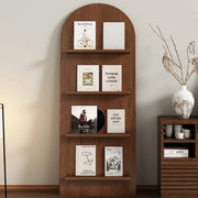 Mid-Century Modern Arched Wood Vertical Bookshelf Display Rack