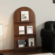 Mid-Century Modern Arched Wood Vertical Bookshelf Display Rack