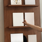 Mid-Century Modern Arched Wood Vertical Bookshelf Display Rack