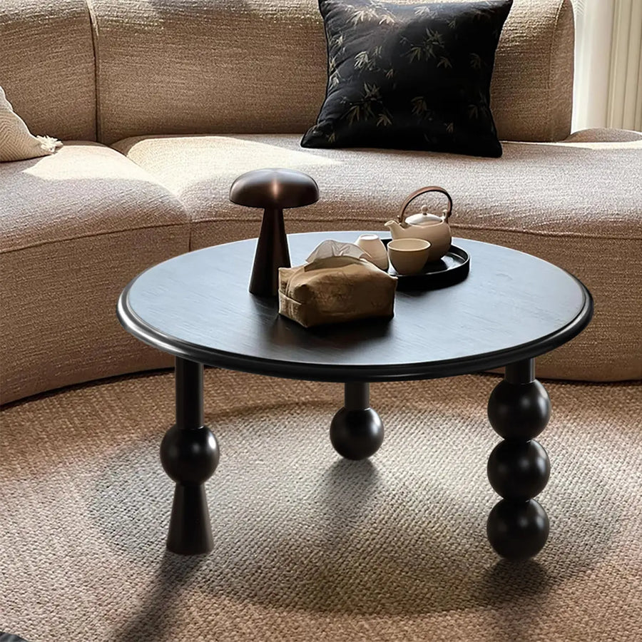 Mid-Century Modern Artistic Leg Small Round Wood Coffee Table
