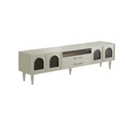 Mid-Century Modern Black TV Stand with Cabinet Glass Doors