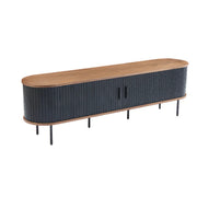 Mid-Century Modern Black Wood TV Stand with Cabinet