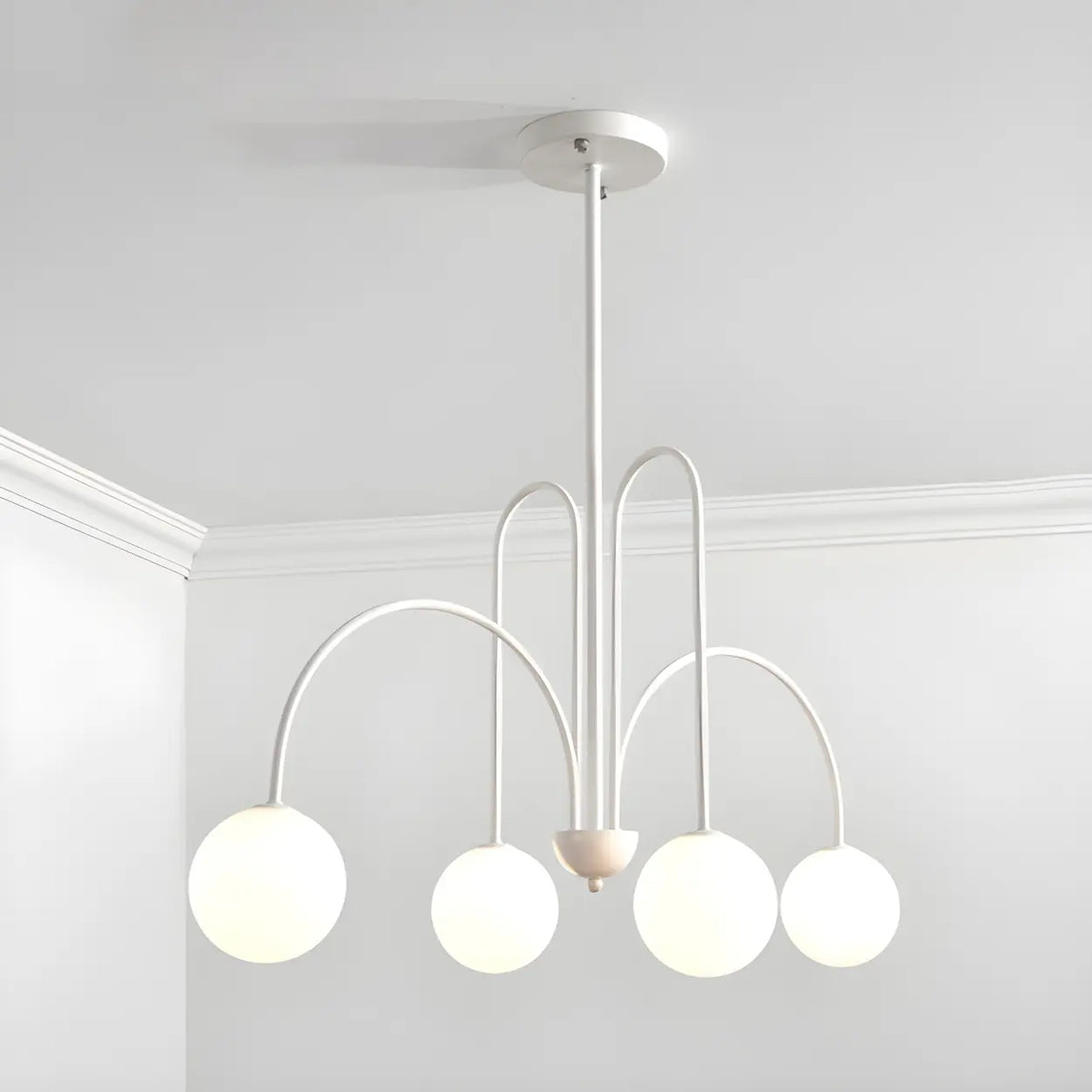 Mid-Century Modern Brass Globe Living Room Chandelier