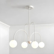 Mid-Century Modern Brass Globe Living Room Chandelier