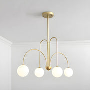 Mid-Century Modern Brass Globe Living Room Chandelier