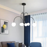 Mid-Century Modern Brass Globe Living Room Chandelier