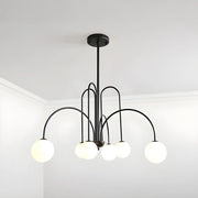 Mid-Century Modern Brass Globe Living Room Chandelier