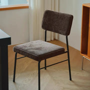 Mid-Century Modern Brown Corduroy Upholstered Dining Chair