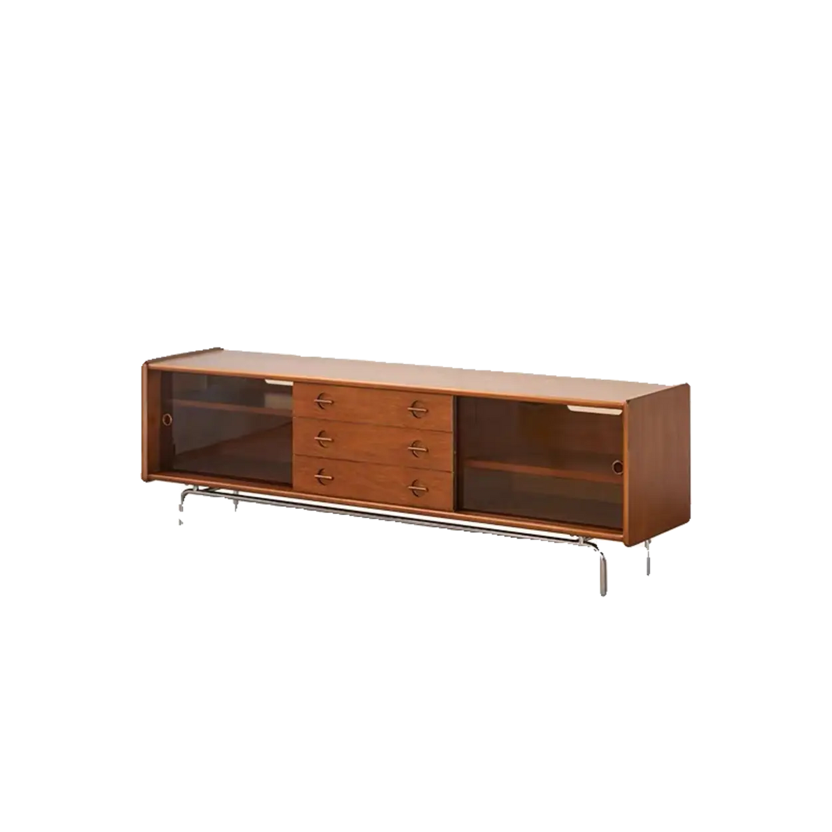 Mid-Century Modern Brown Drawers Rectangle TV Stand