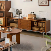 Mid-Century Modern Brown Drawers Rectangle TV Stand