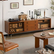 Mid-Century Modern Brown Drawers Rectangle TV Stand