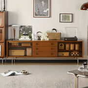 Mid-Century Modern Brown Drawers Rectangle TV Stand