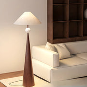 Mid-Century Modern Fabric Shade Tapered Metal Floor Lamp