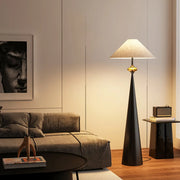 Mid-Century Modern Fabric Shade Tapered Metal Floor Lamp