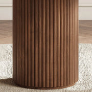 Mid-Century Modern Fluted Pedestal Round Wood Dining Table