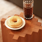 Mid-Century Modern Geometric Solid Rubber Wood Side Table