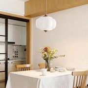 Mid-Century Modern Glass Pumpkim Round Pendant Light