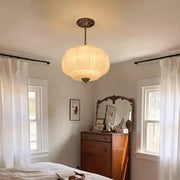 Mid-Century Modern Glass Pumpkim Round Pendant Light