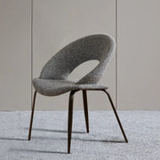 Mid Century Modern Gray Linen Open Back Dining Chair