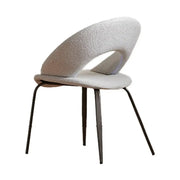 Mid Century Modern Gray Linen Open Back Dining Chair