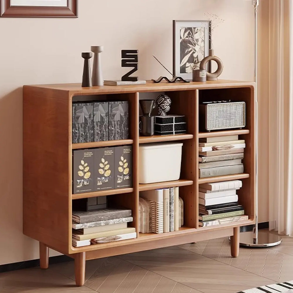 Mid-Century Modern Horizontal Vertical Wood Bookshelf