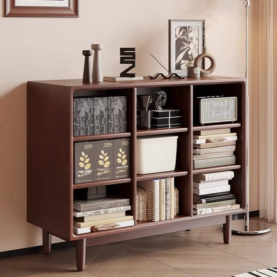 Mid-Century Modern Horizontal Vertical Wood Bookshelf