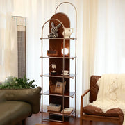 Mid-Century Modern Narrow Corner Stainless Steel Bookshelf
