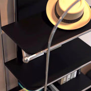 Mid-Century Modern Narrow Corner Stainless Steel Bookshelf