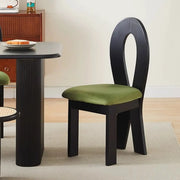 Mid-Century Modern Open Curved-Back Green Cushion Dining Chair