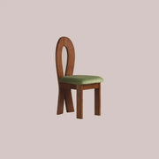 Mid-Century Modern Open Curved-Back Green Cushion Dining Chair