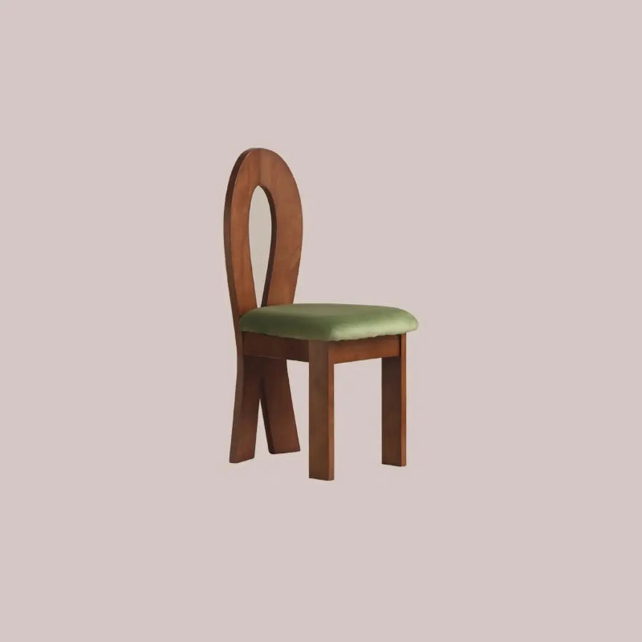 Mid-Century Modern Open Curved-Back Green Cushion Dining Chair