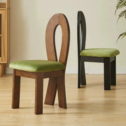 Mid-Century Modern Open Curved-Back Green Cushion Dining Chair