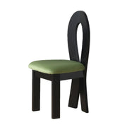 Mid-Century Modern Open Curved-Back Green Cushion Dining Chair