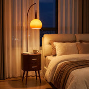 Mid-Century Modern Orange Floor Lamp with Table Drawers