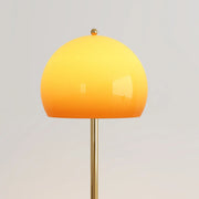 Mid-Century Modern Orange Glass Globe Floor Lamp with Shelf